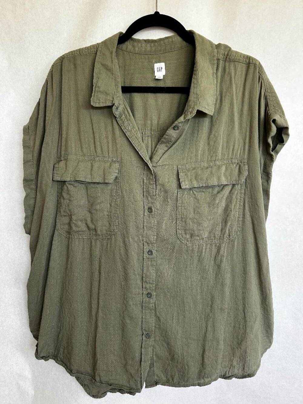 Gap Olive Green Oversized Utility Button-Down Shirt XXL